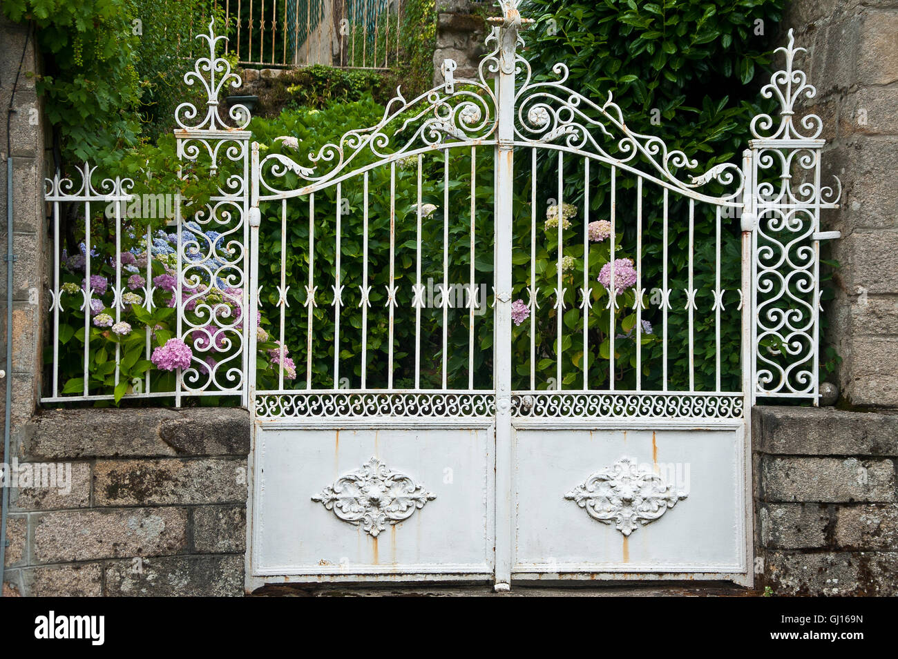 gated entrance to a french property Stock Photo Alamy
