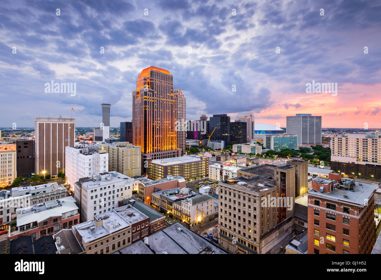 New Orleans, Louisiana, USA CBD skyline at night Stock Photo Alamy
