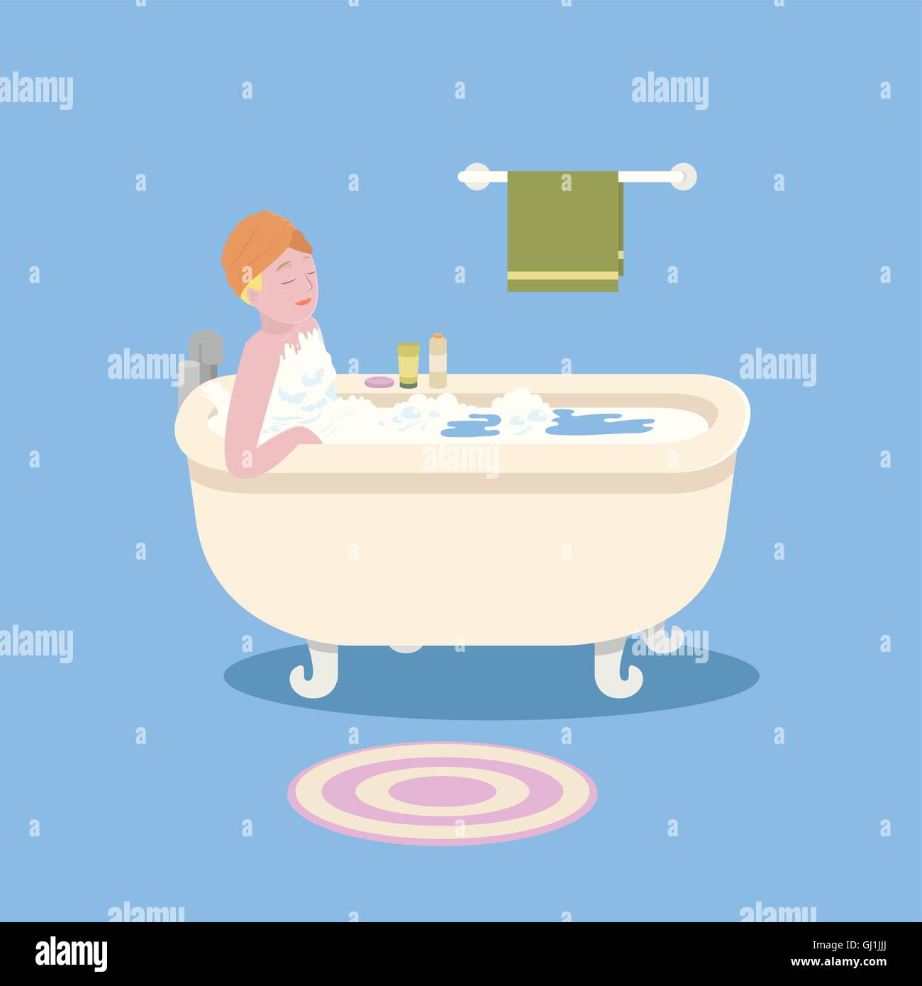 Woman in bathtub Stock Vector