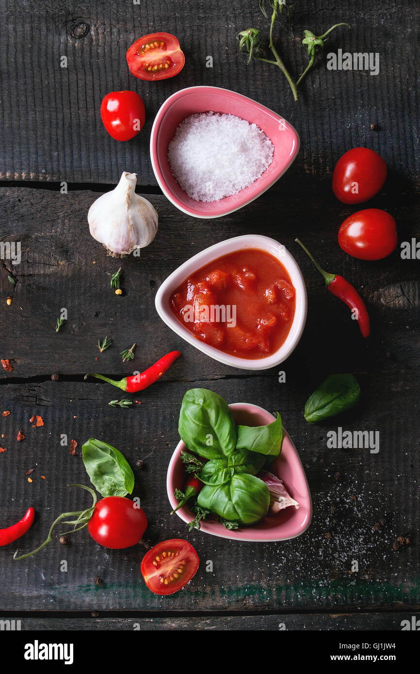 Ingredients for making ketchup Stock Photo Alamy