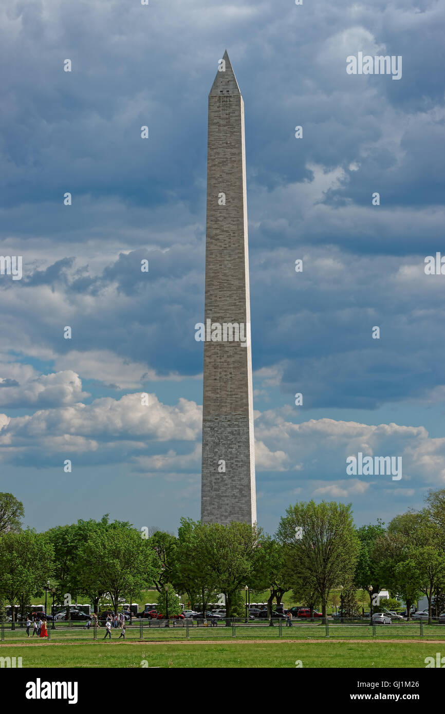 Monument of Washington was pictured in the park near it during a