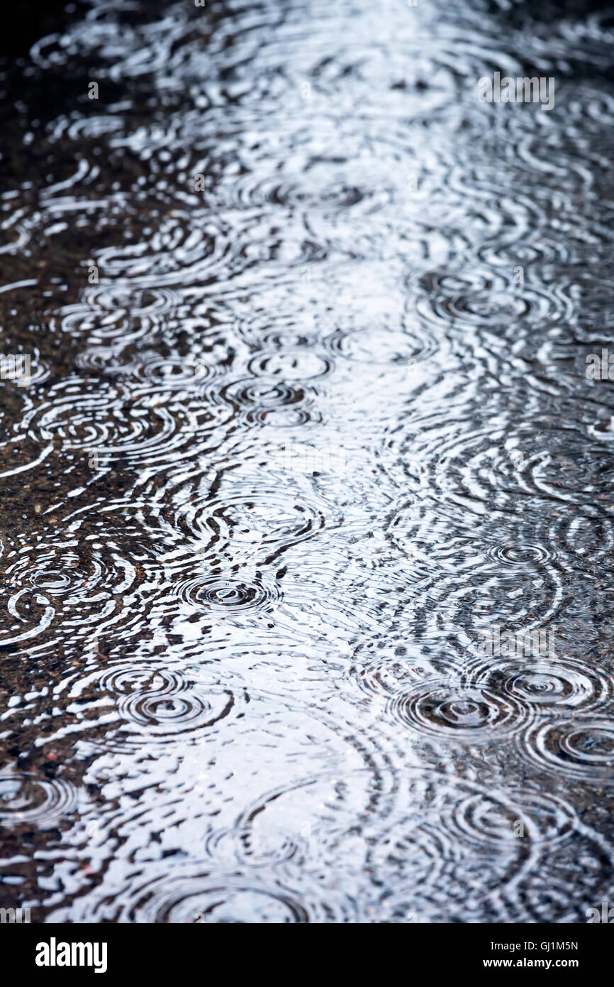 Concentric rings of ripples on a puddle Stock Photo Alamy