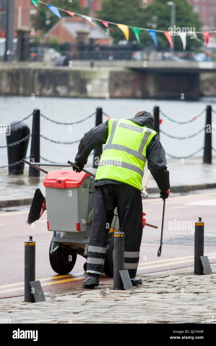 Street Cleaners trolley in front on property advertised to let, Albert