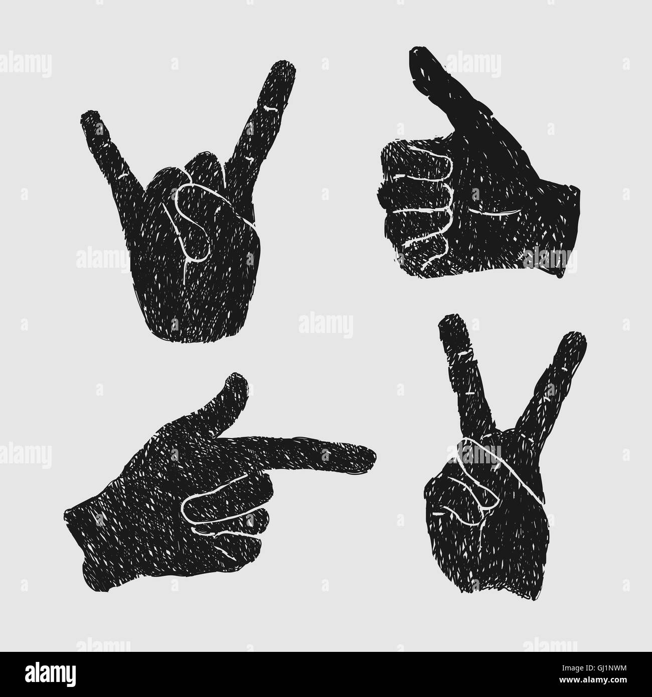 Set Hand Gesture Symbols Stock Vector Image & Art Alamy