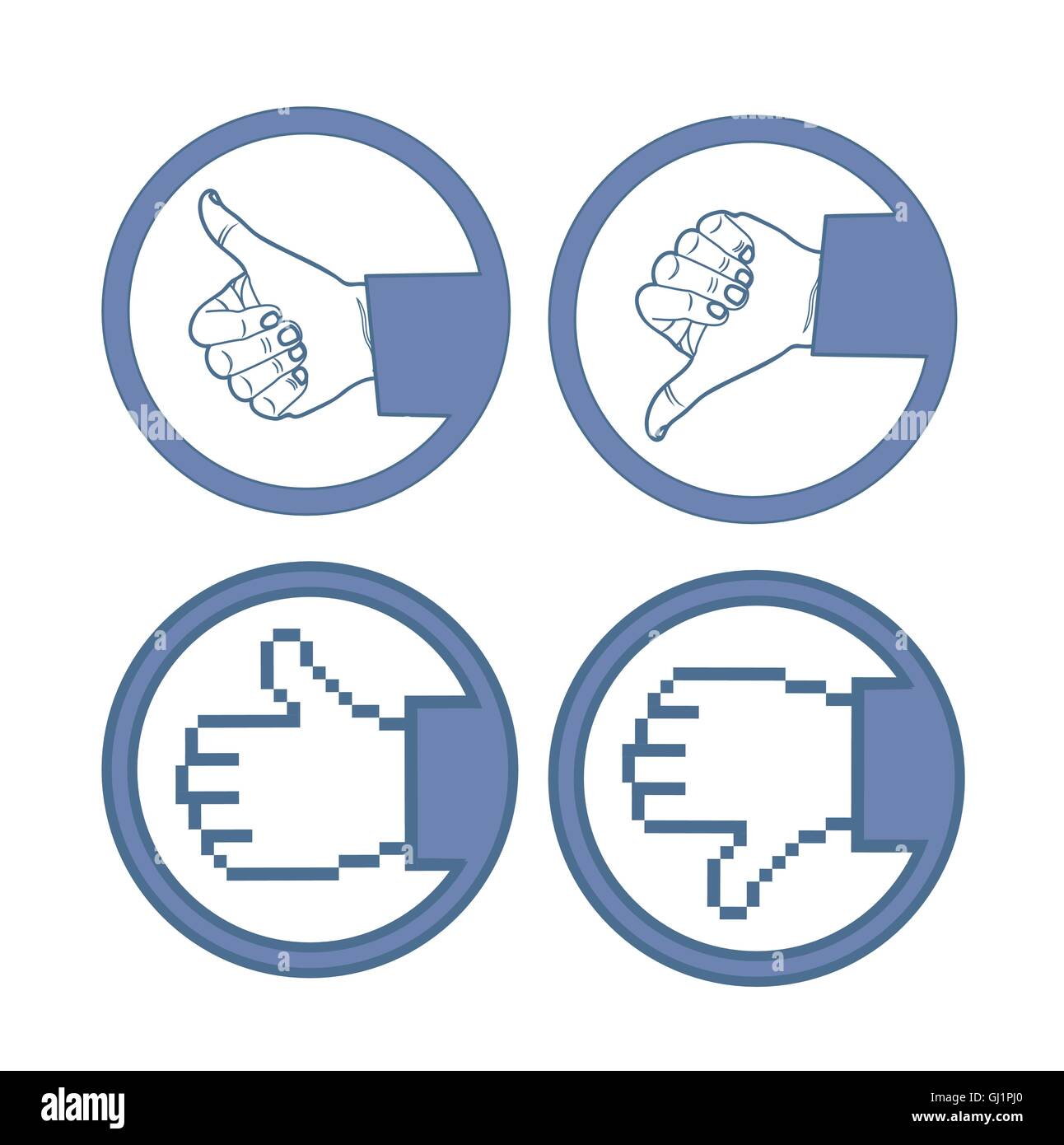 Illustration of hand with thumb up and down vector illustration Stock ...