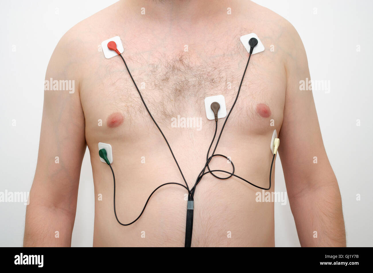 MAN WITH ECG HOLTER Stock Photo - Alamy