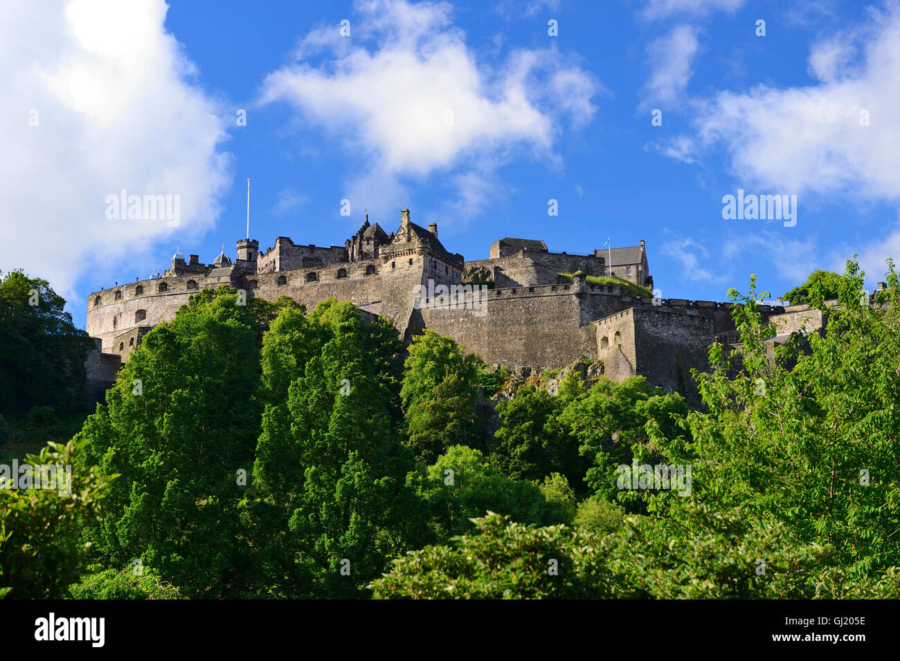 Edinburgh Castle from Princes Street Gardens, Edinburgh, Scotland Stock Photo