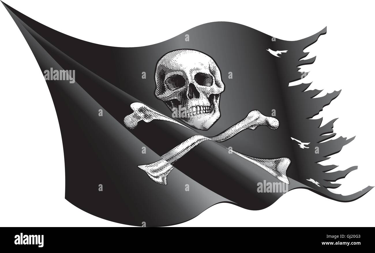 Torn skull and crossbones flag Stock Vector Images - Alamy