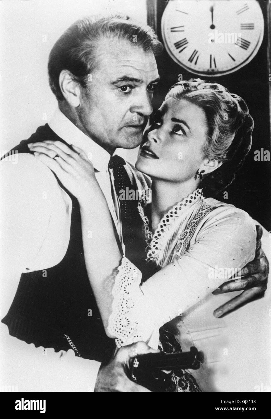 ZWÖLF UHR MITTAGS High Noon USA 1952 - Fred Zinnemann Amy (GRACE KELLY)  bittet ihren Mann (GARY COOPER) die Stadt zu verlassen, nachdem ihn ein  Gangster nach dem Leben trachtet, aber der