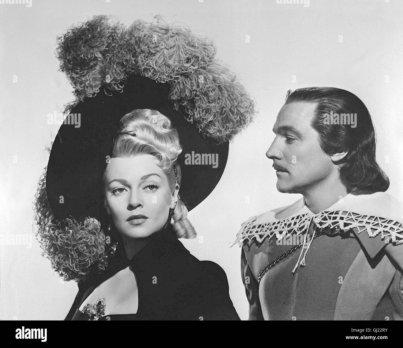 DIE DREI MUSKETIERE The Three Musketeers USA 1948 - George Sidney Szene: Milady de Winter (LANA TURNER) ist die Gegenspielerin von D'Artagnan (GENE KELLY) Regie: George Sidney aka. The Three Musketeers Stock Photo