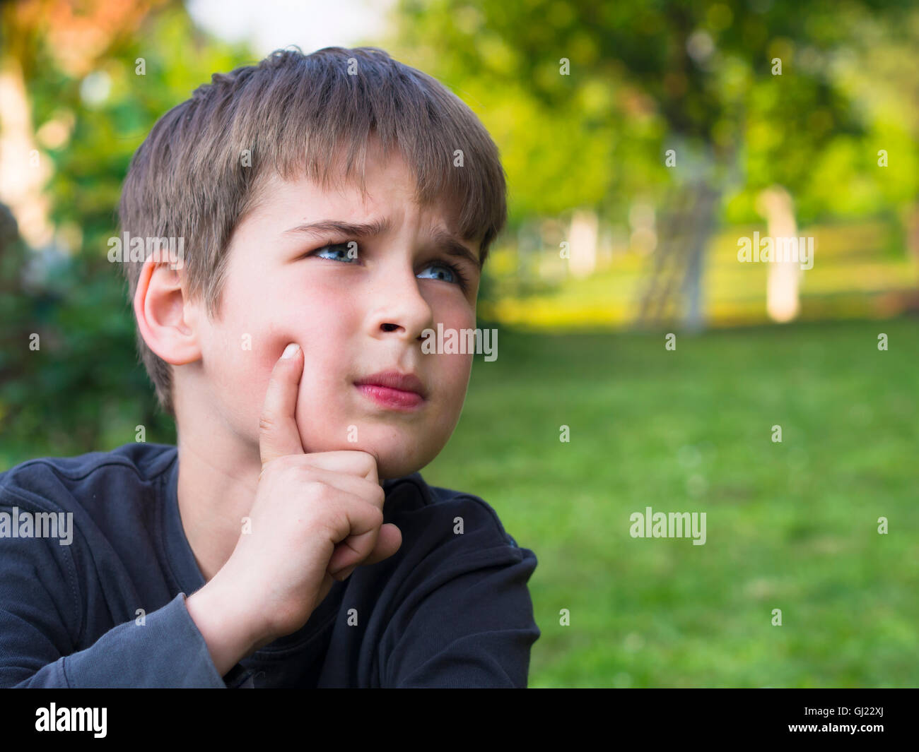 cute boy outdoor portrait Stock Photo