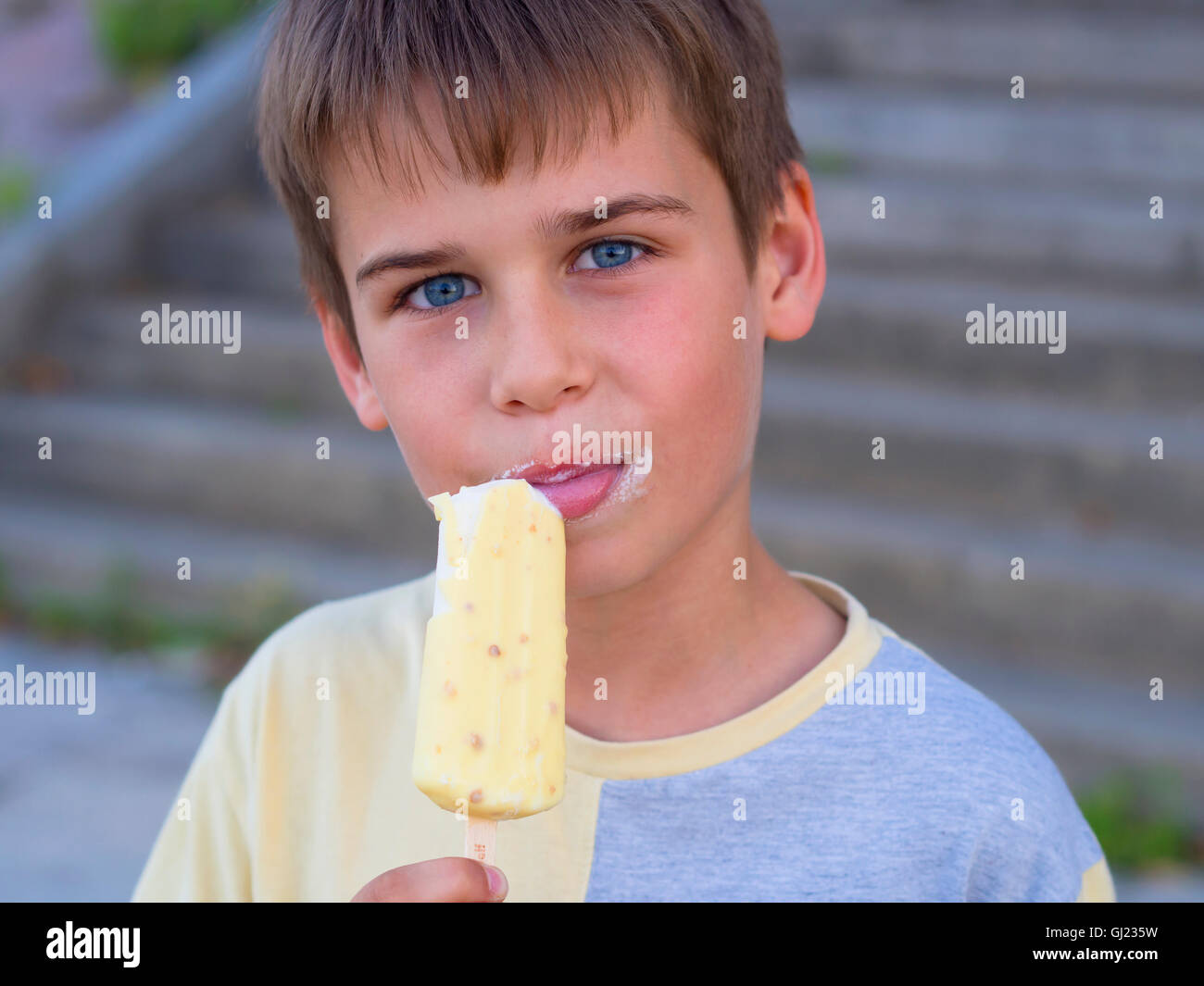 boy with an ice cream Stock Photo