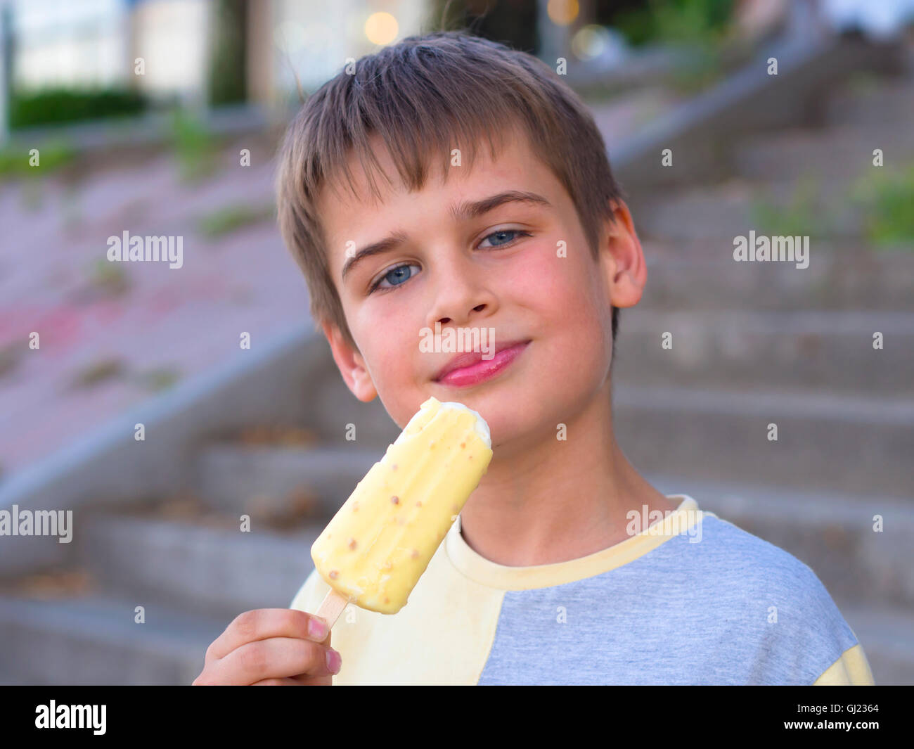 boy with an ice cream Stock Photo
