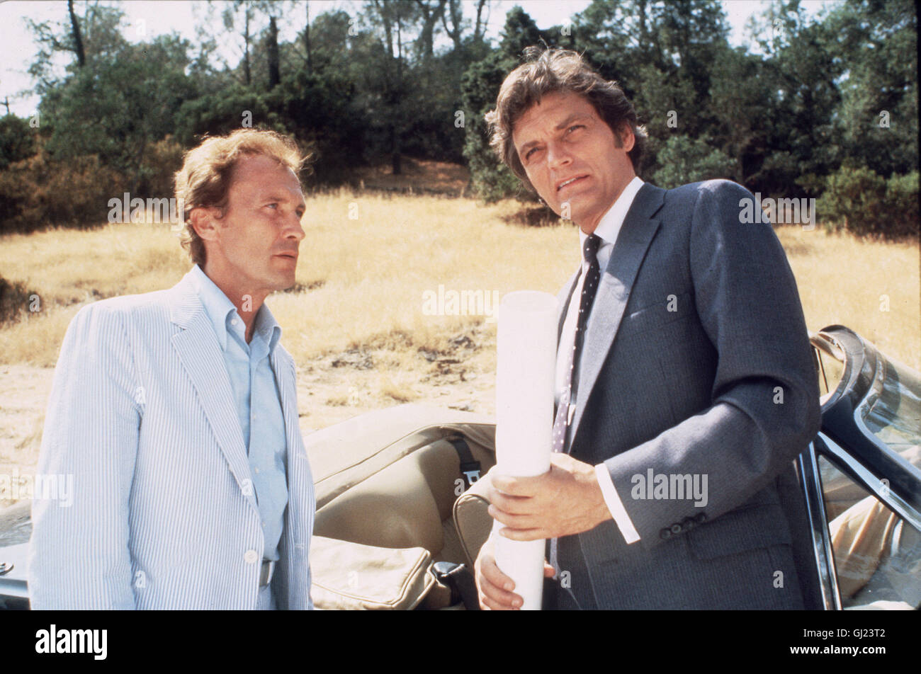 Falcon Crest Szene: ROY THINNES u. DAVID SELBY Stock Photo - Alamy