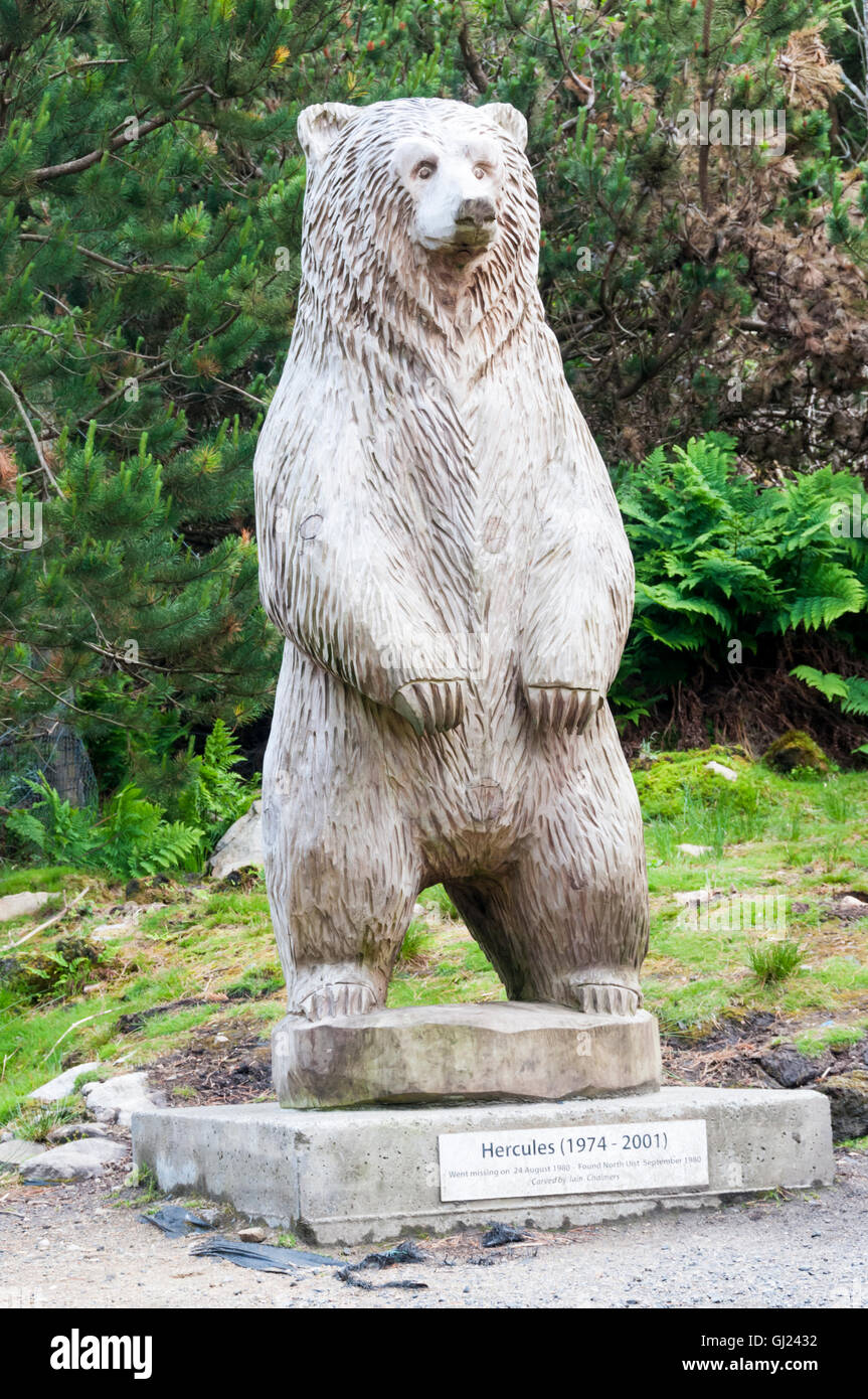Statue of Hercules the bear in Langass Woods, North Uist by Iain