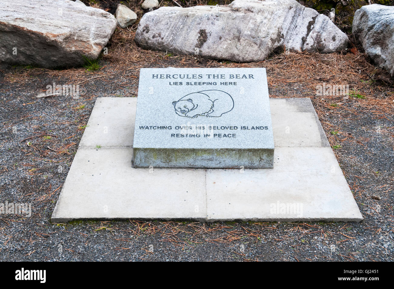 The grave of Hercules the bear in Langass Woods, North Uist. DETAILS IN DESCRIPTION. Stock Photo