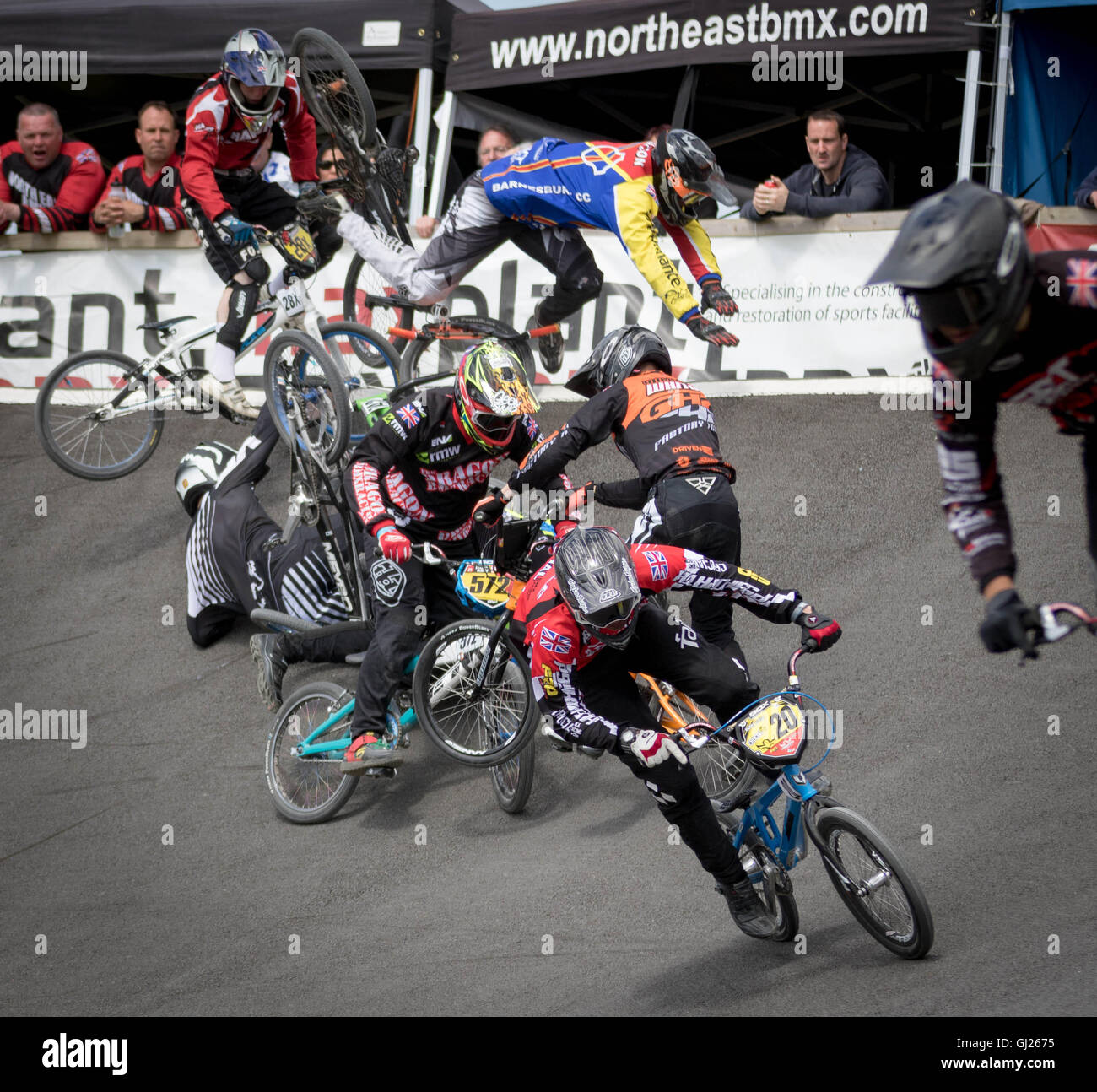 A spectacular crash during a BMX Race Stock Photo - Alamy