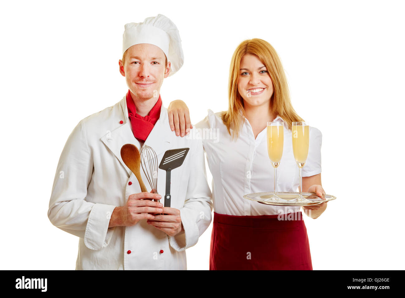 Waitress and chef as service personnel of a restaurant Stock Photo