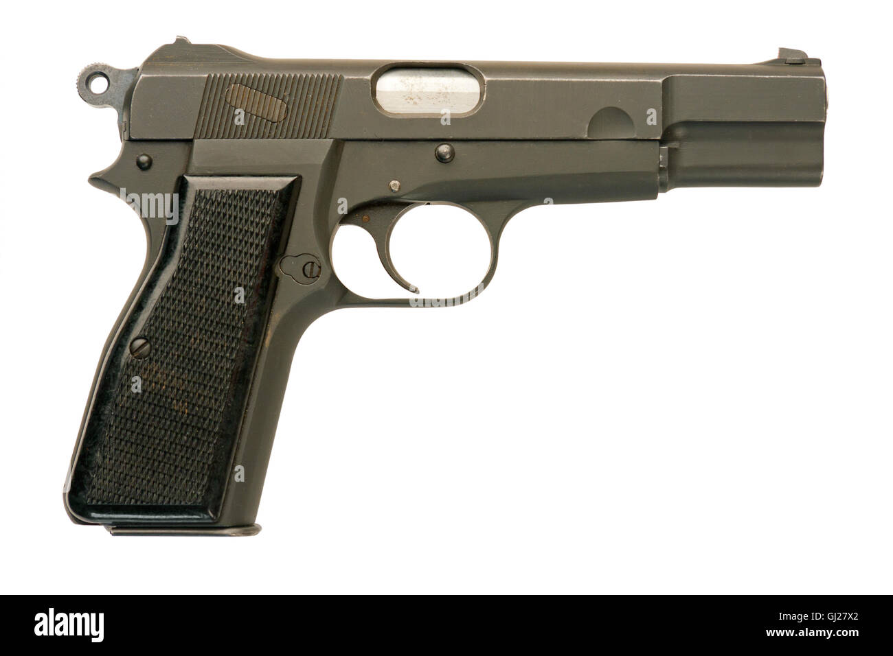 A Canadian-made 9mm semi-automatic military pistol. Approximately 150,000 were manufactured by John Inglis in Toronto. Stock Photo