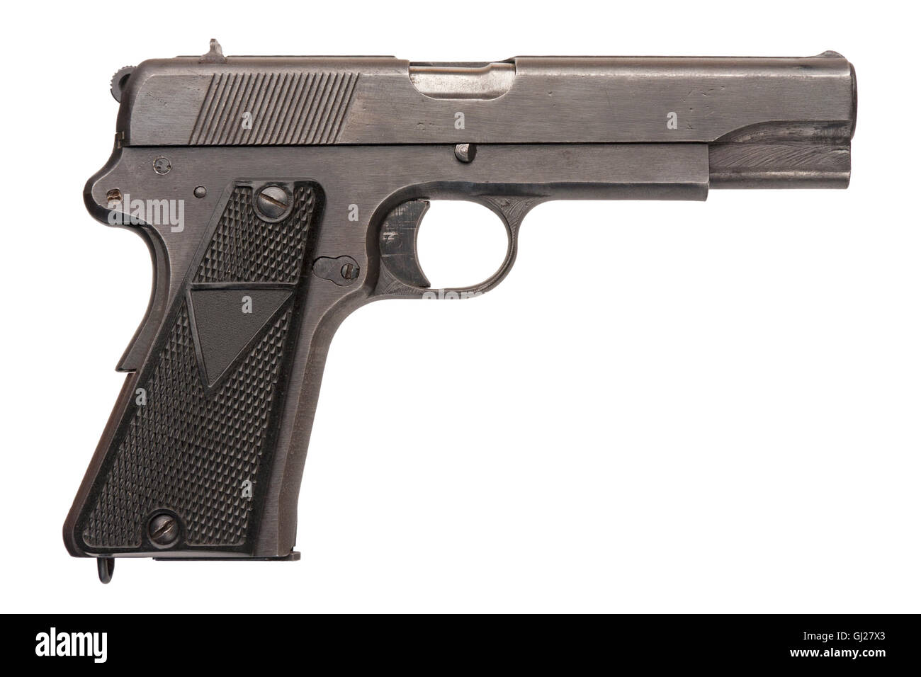 A Polish 9mm semi-automatic military pistol from World War Two. Stock Photo