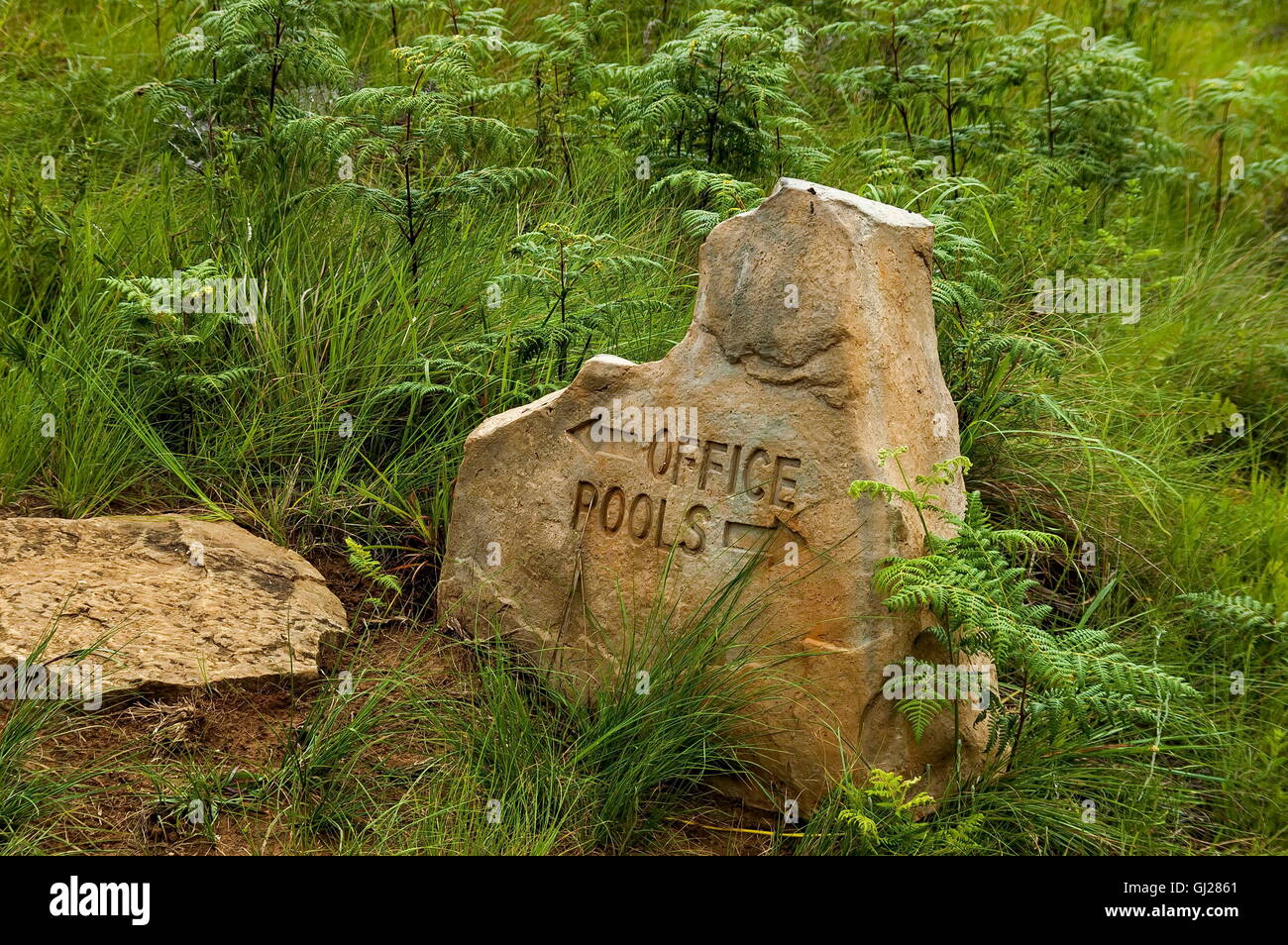 Indicative Stone Indicative stone sign in Royal Natal National Park in Drakensberg ...
