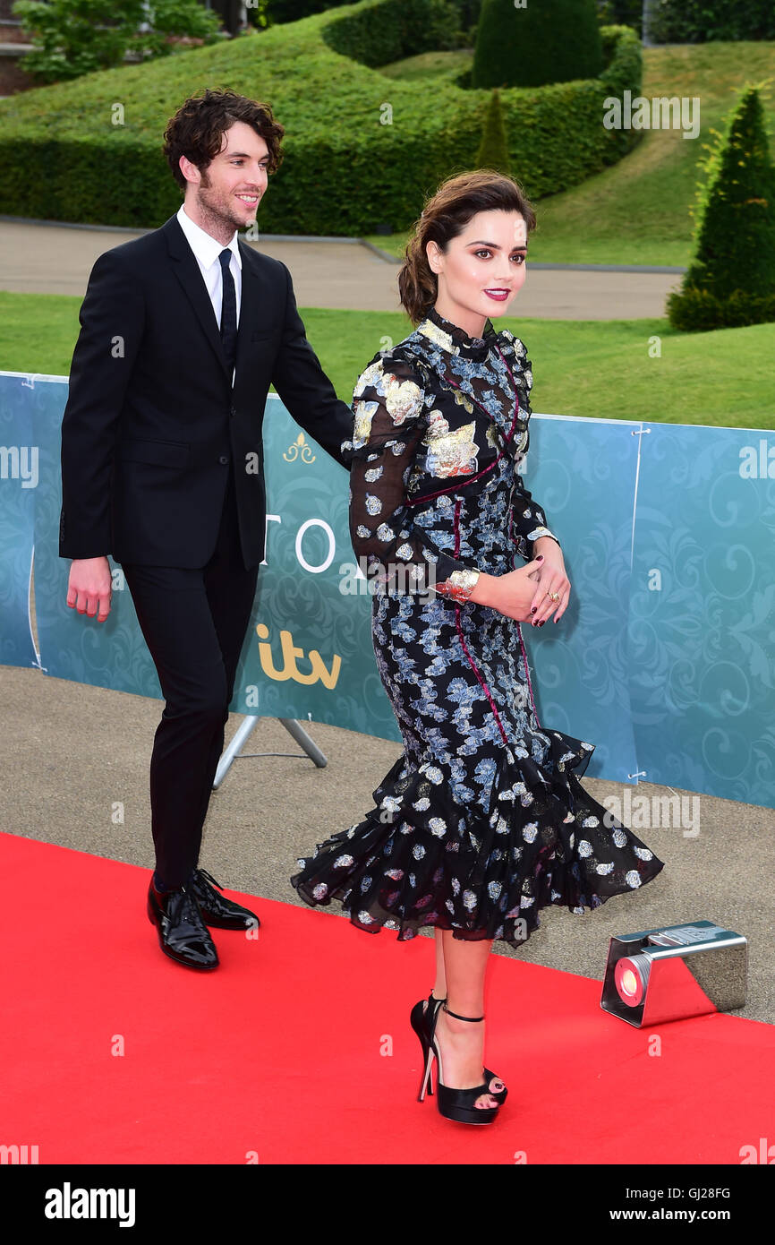 Tom Hughes and Jenna Coleman attending the world premiere screening of  ITV's Victoria at Kensington Palace, London. PRESS ASSOCIATION Photo.  Picture date: Thursday 11th August, 2016. Photo credit should read: Ian  West/PA