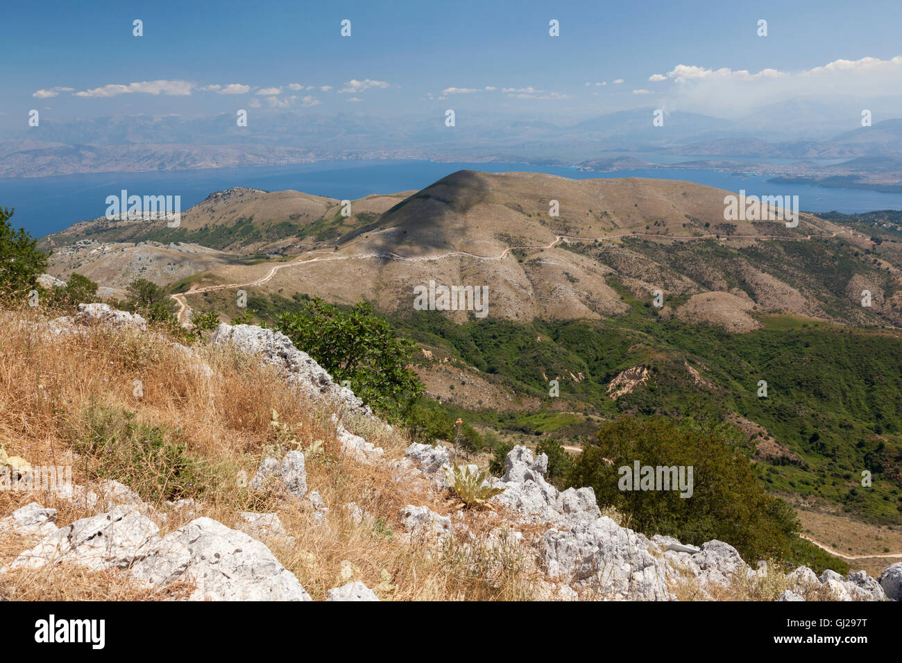 Mount Pantokrator landscape views, Corfu,  Ionian Island, Greek Islands, Greece Stock Photo