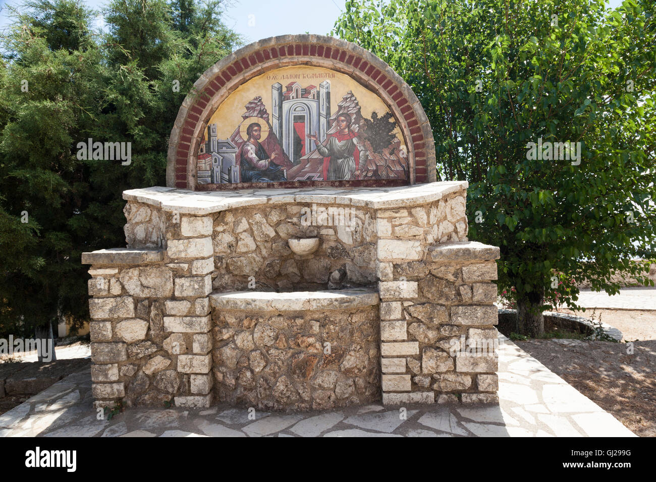 Mount Pantokrator water fountain, Corfu, Ionian Island, Greek Islands, Greece Stock Photo