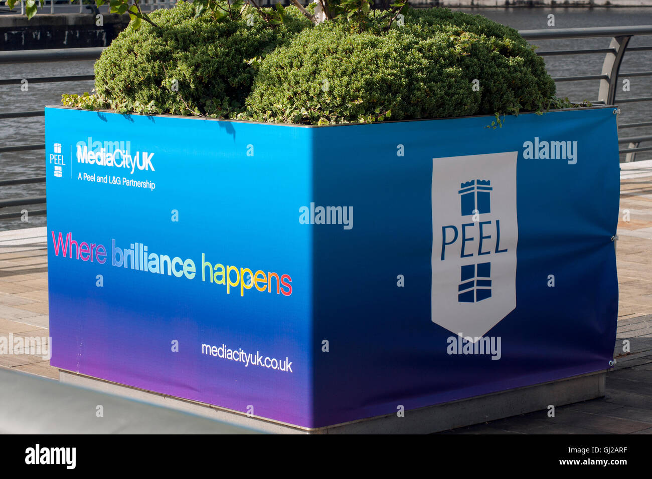 Peel Holdings New Slogan for MediaCityUK Where Brilliance Happens Stock Photo