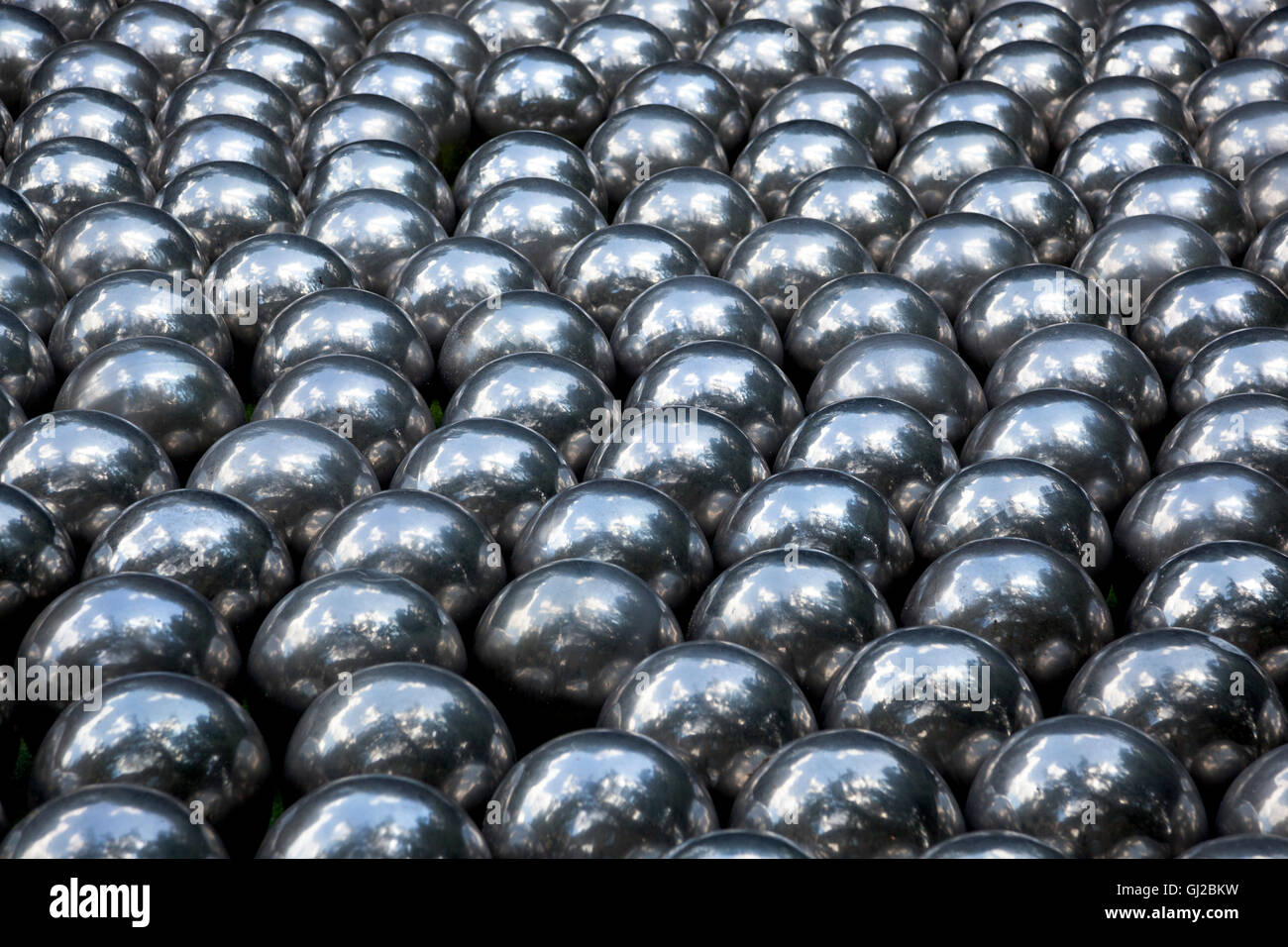Narcissus Garden by Yayoi Kusama, stainless steel spheres, 1966, at Victoria Miro gallery in 2016, London, UK Stock Photo