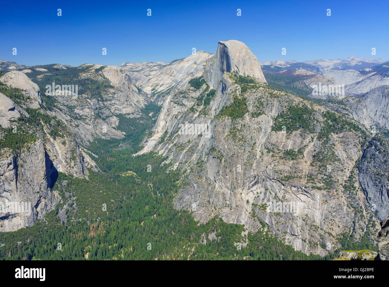 The beautiful landscape of Glacier Point in Yosemite National Park Stock Photo