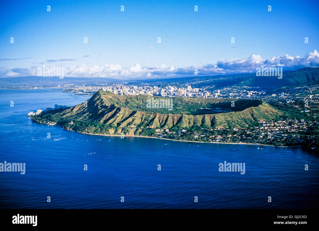 Honolulu, Oahu, Hawaii, USA --- Diamond Head Crater and Honolulu --- Image by © Mark A. Johnson Stock Photo