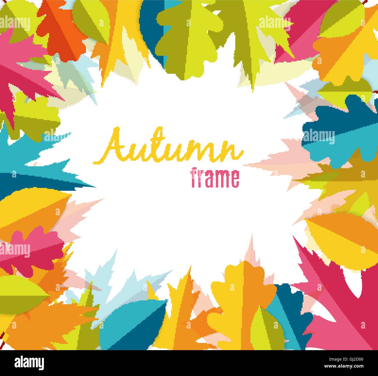 Natural Sunny Autumn Leaves Frame Background Vector Illustration Stock ...