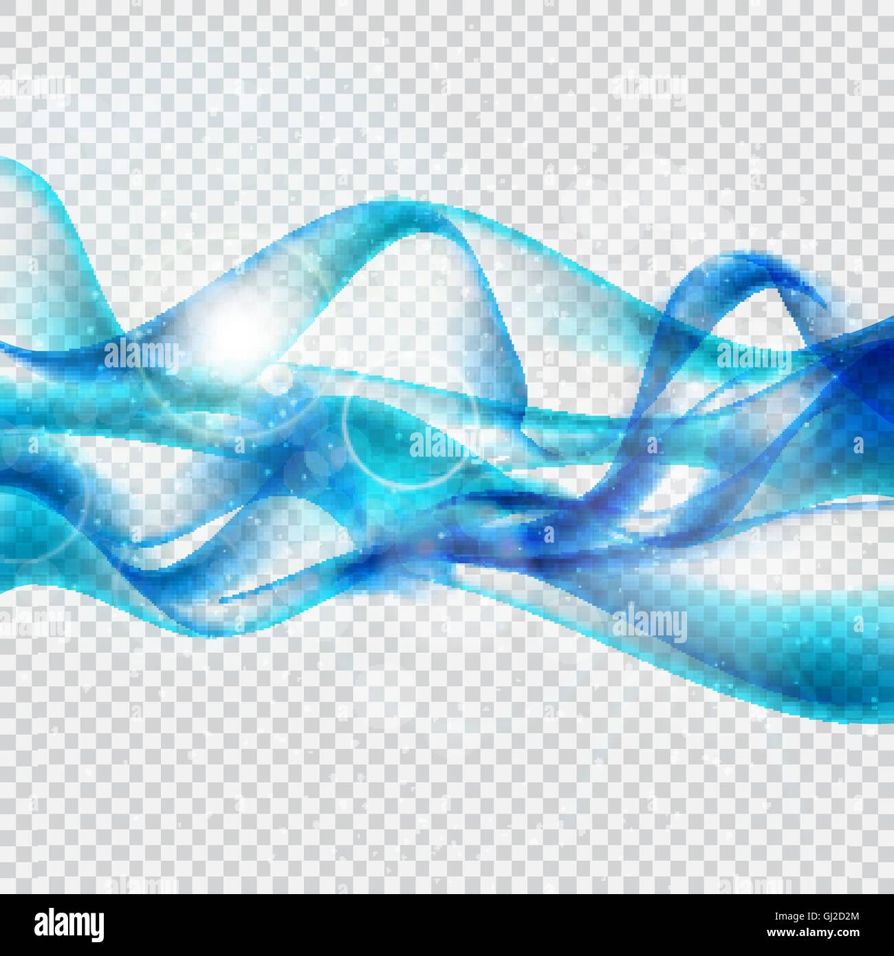 Abstract Blue Glossy Wave on Transparent Background. Vector Illu Stock ...