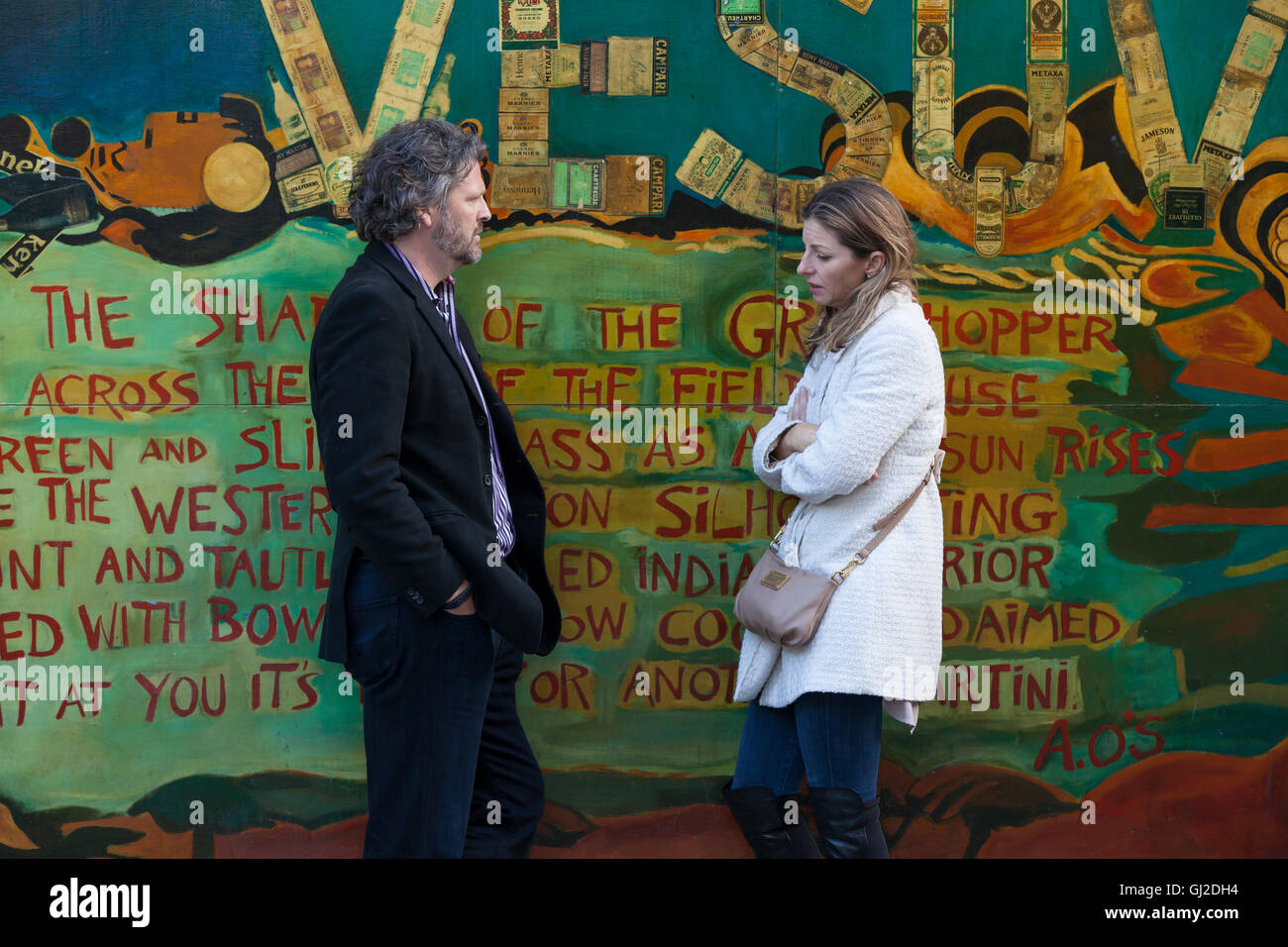San Francisco, California Couple having a serious conversation outside