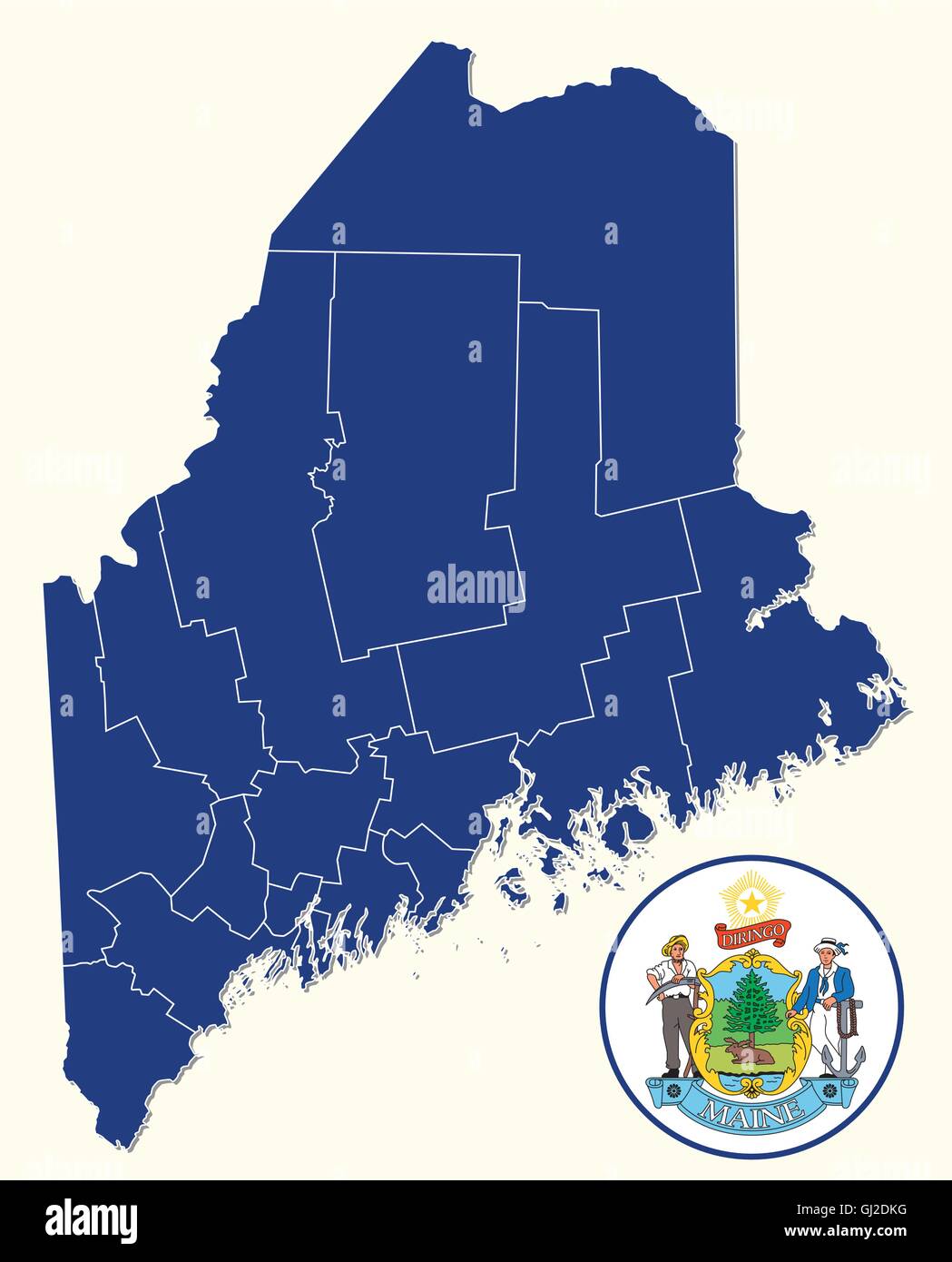 Maine map hires stock photography and images Alamy