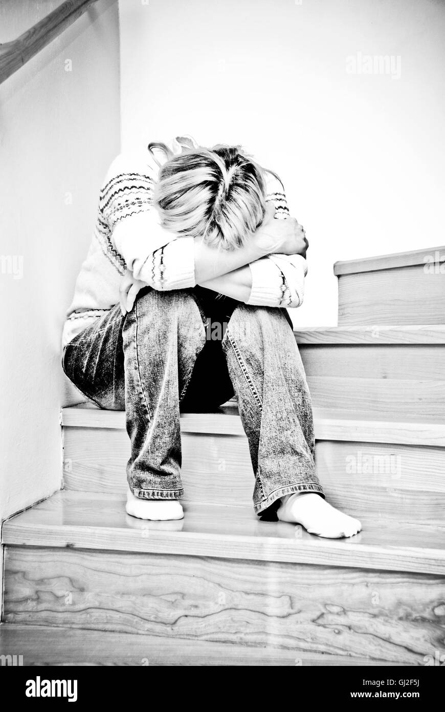 Domestic violence concept woman Black and White Stock Photos & Images ...
