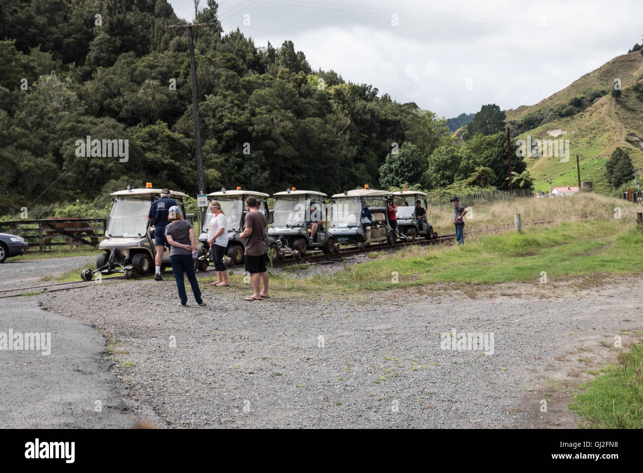 Forgotten world railway,Whangamomona  Taranaki, North Island, New Zealand. Stock Photo