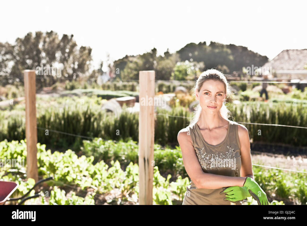 Portrait of mature woman in garden Stock Photo - Alamy
