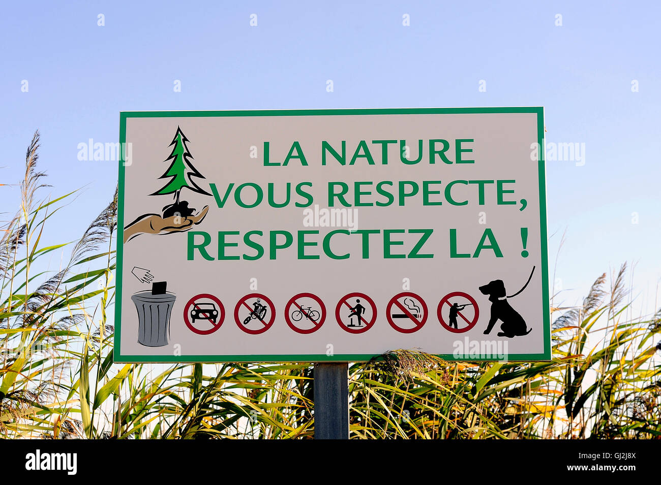 Signs Warning Visitors That They Should Not Do Nature Respect You Respect Nature Stock Photo Alamy