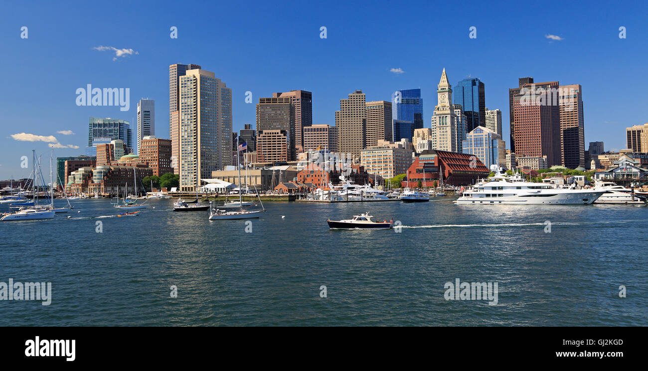 Boston skyline and harbor, USA Stock Photo