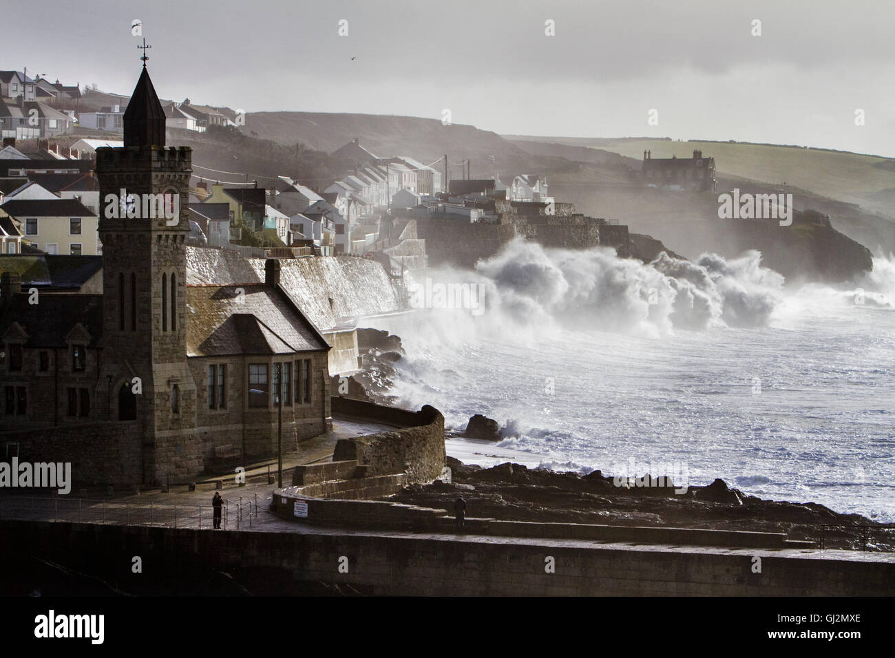 Storm waves in Cornwall Stock Photo
