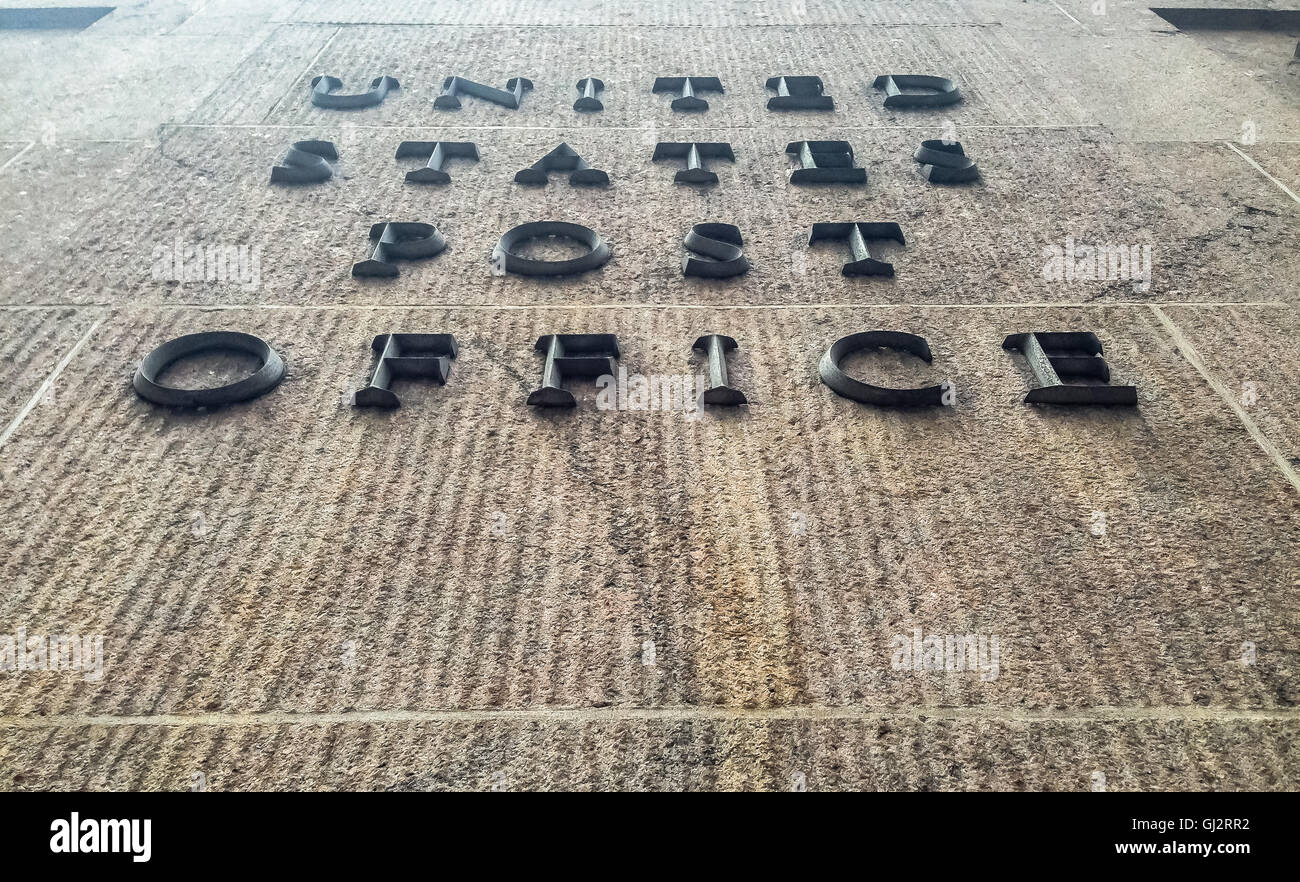 United States Post Office lettering on a building exterior. Stock Photo