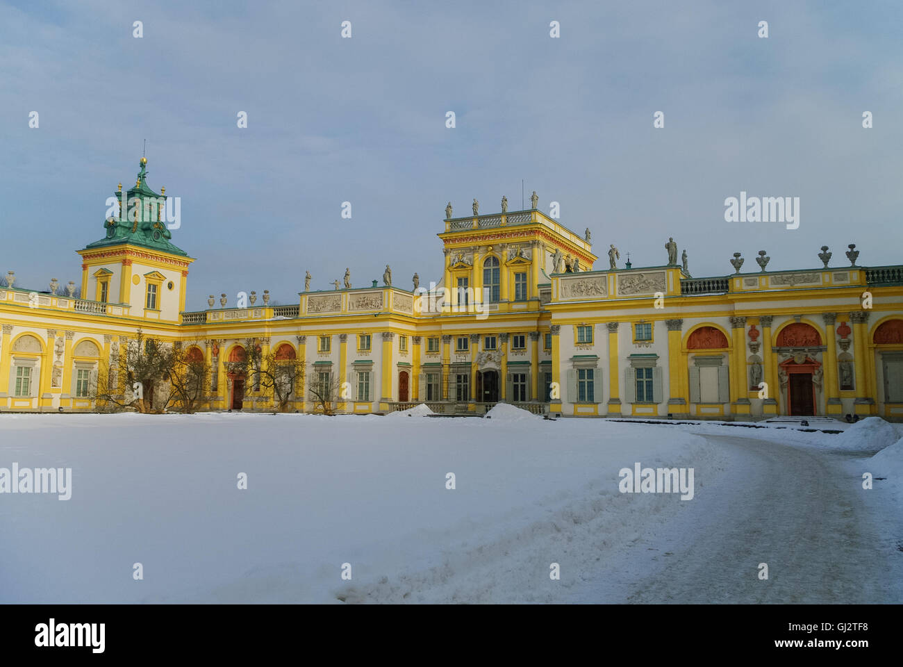 Warsaw, Poland - January 5, 2011: Winter view of Museum of King Jan III's Palace in snow. Wilanow. Warsaw, Poland Stock Photo