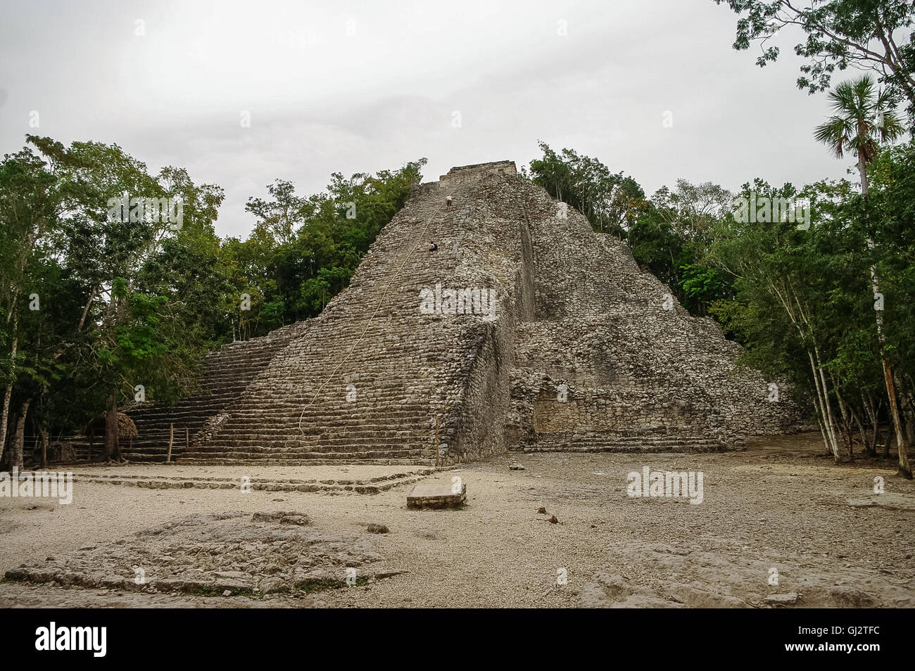 The Great Pyramid - Nohoc Mul - at Coba Mexico, a magnificent Mayan site. Stock Photo