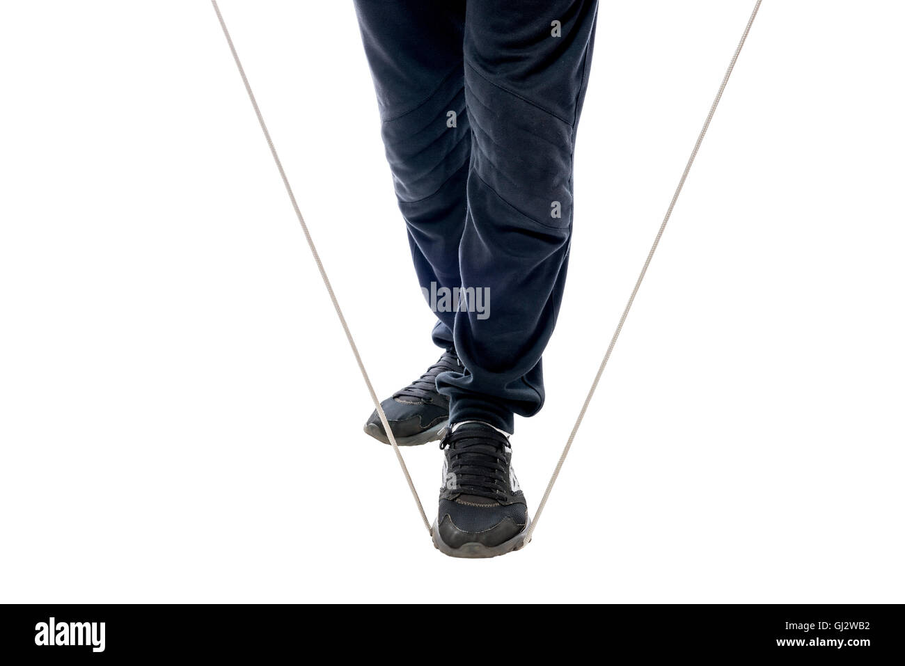 legs with a rope on a white background closeup Stock Photo