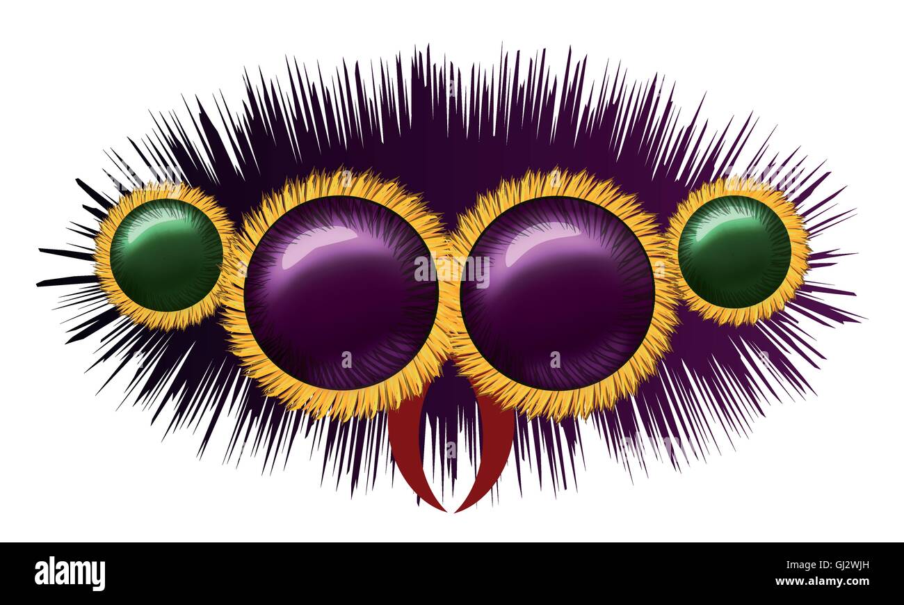 Vector illustration of the eyes of huge hairy spider Stock Vector