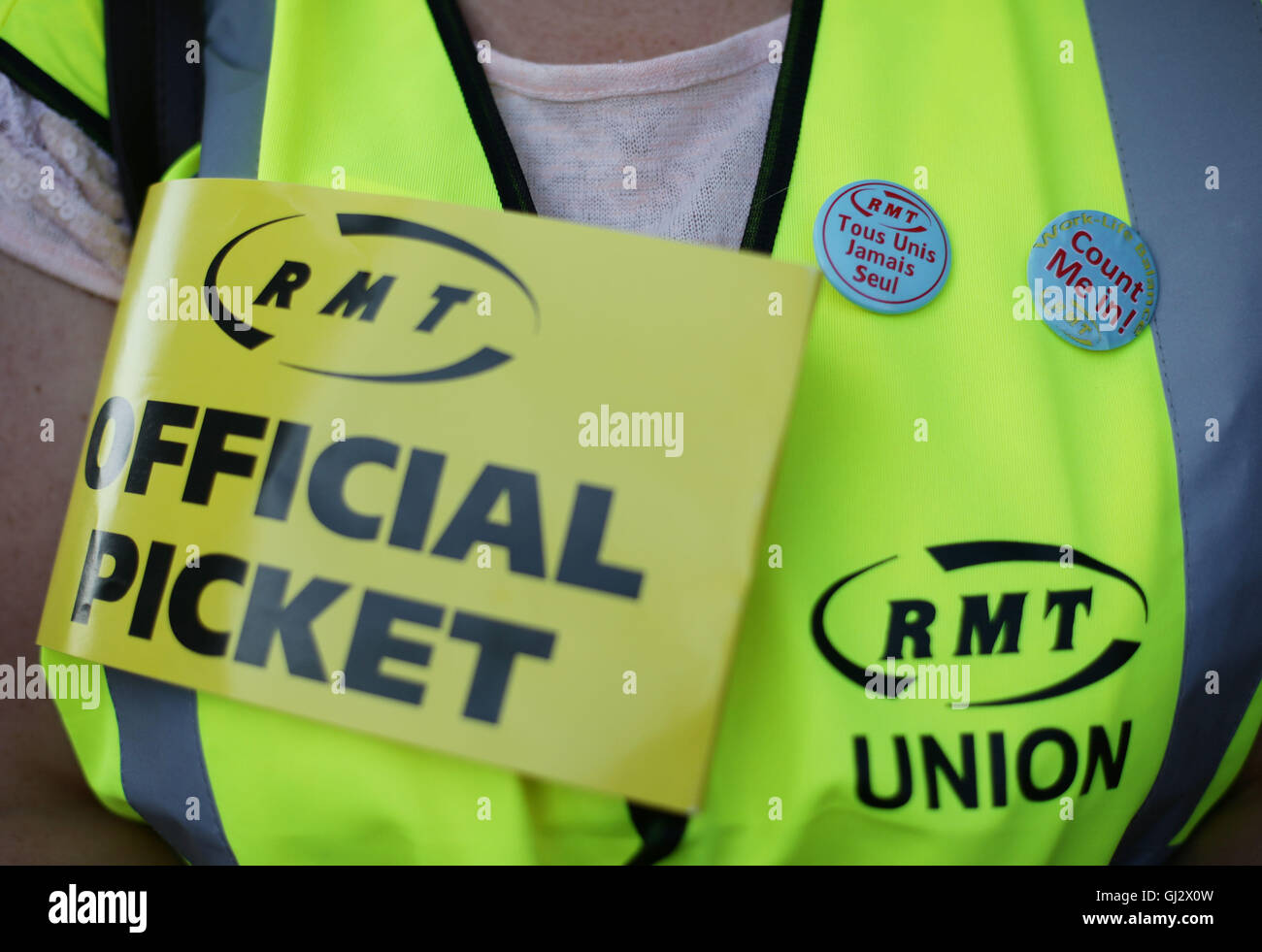 A picket line outside St Pancras International station, London, as