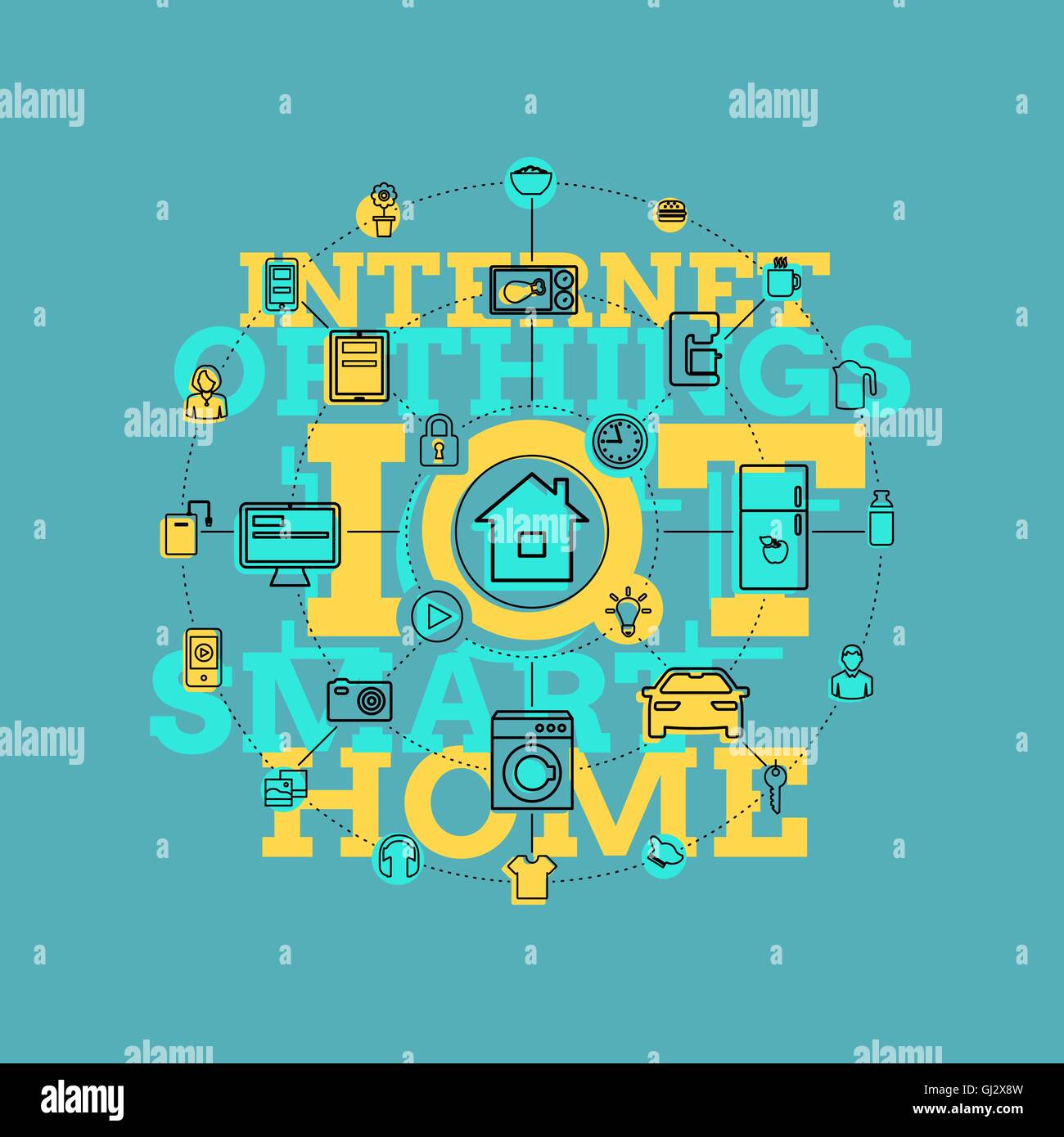 Smart Home And Internet Of Things Line Art Stock Vector Image & Art - Alamy