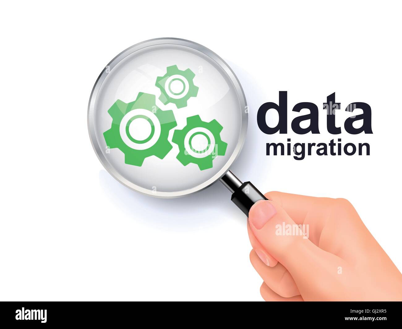 3D illustration of magnifying glass over the gears icon Stock Vector ...